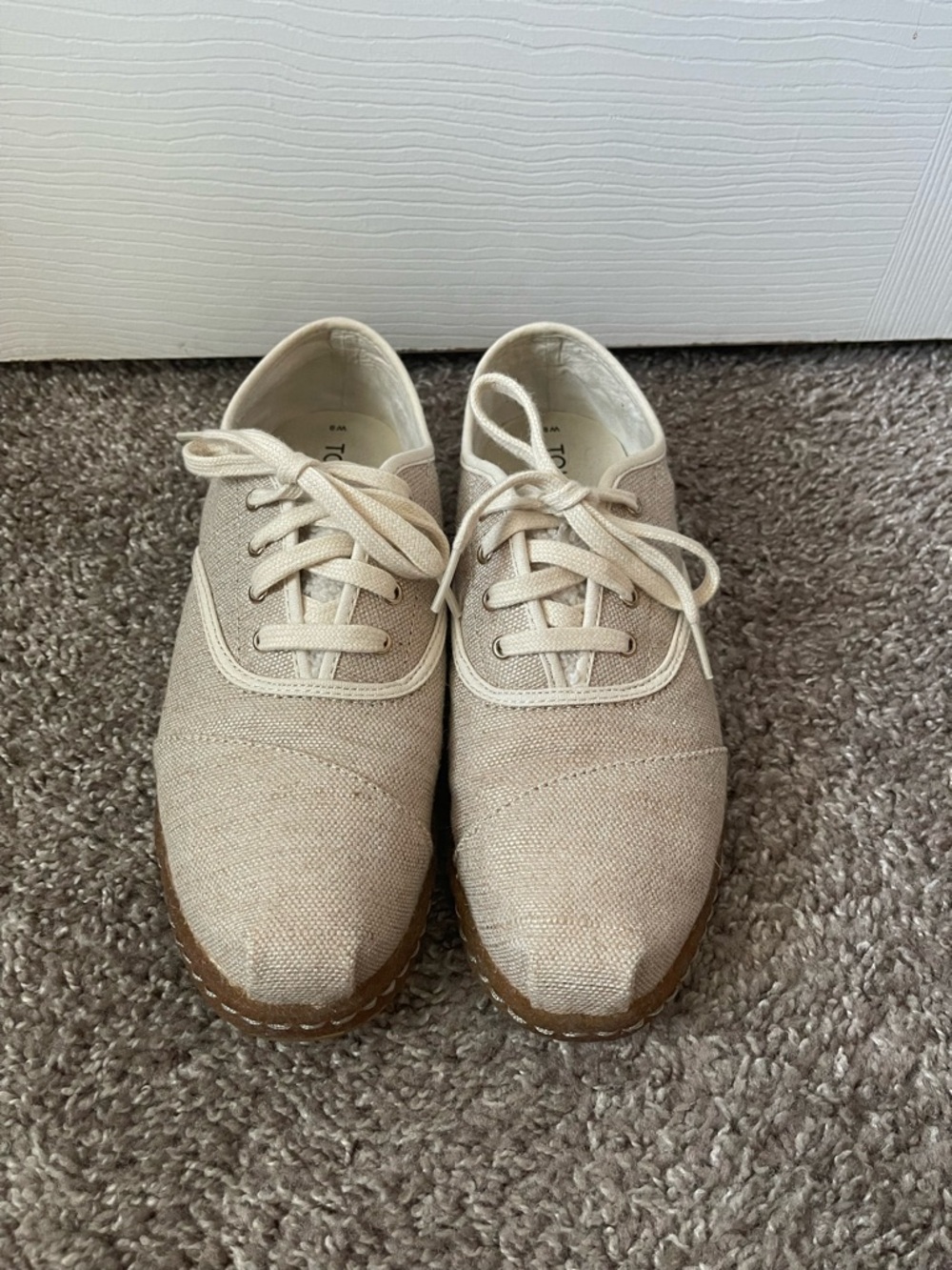TOMS Neutral Beige Canvas Lace-Up Shoes
